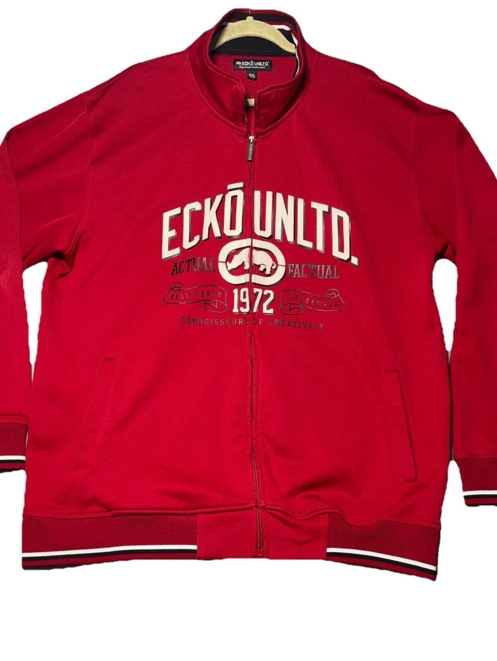 Vintage Y2K Ecko UNLTD Red 2XL Zip Up Unisex  Logo sweatshirt Jacket XXL